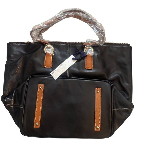 Dooney & Bourke O-Ring Shopper Black Leather Tote Bag NWT 5P832 BL $268 MSRP - Picture 3 of 15